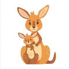Kangaroo. Flat vector illustration of cute animal. Baby nursery art.