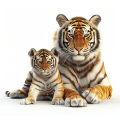 Fototapeta premium Tiger. 3D rendering cute animal isolated over white background.