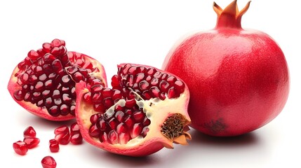 Ripe Pomegranates on White Background