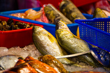 resh yellow croaker on a fish stall