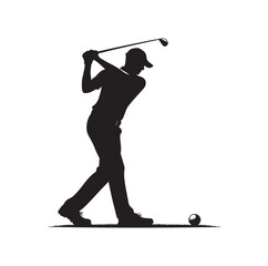 Golf player and icon silhouettes illustration set