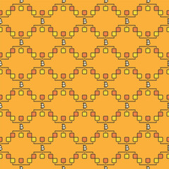 Decentralized Cryptocurrency Bitcoin vector Crypto colored seamless pattern