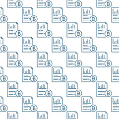 Document with Bitcoin vector Cryptocurrency seamless pattern in outline style