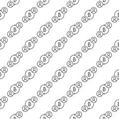 P2P Bitcoin Trading vector Cryptocurrency Exchange thin line seamless pattern