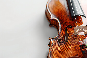 Close-up of a classical violin, perfect for music-related content, orchestral promotions, and educational materials about string instruments