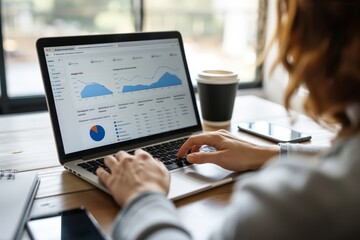 Analyzing Data on Laptop in Office