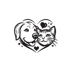 Cat and Dog logo vector logo design, illustration, silhouette