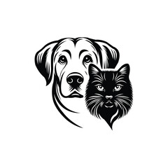 Cat and Dog logo vector logo design, illustration, silhouette