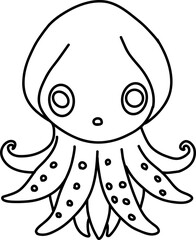 Hand drawn squid. Outline