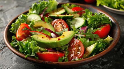Avocado and vegetable packed salad with abundant nutrients