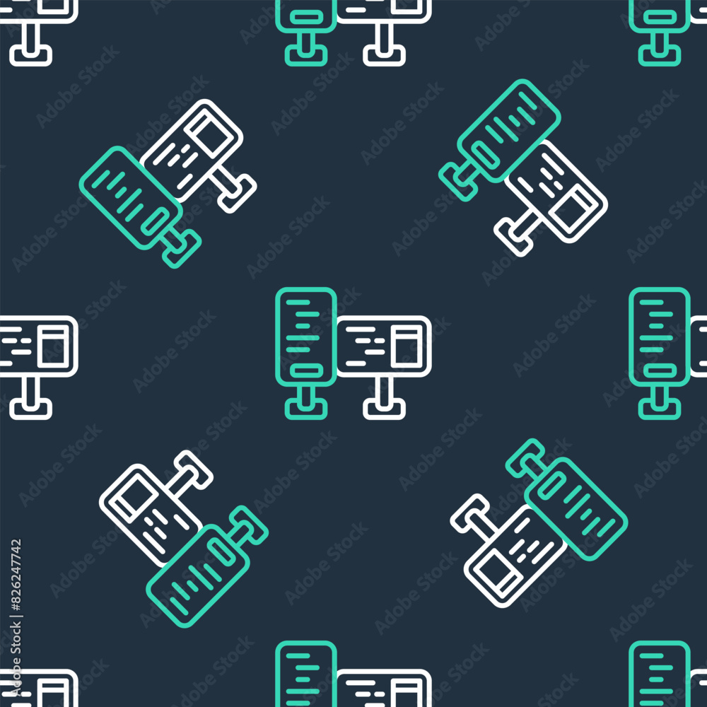 Poster line computer monitor screen icon isolated seamless pattern on black background. electronic device. 