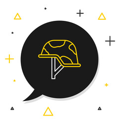 Line Military helmet icon isolated on white background. Army hat symbol of defense and protect. Protective hat. Colorful outline concept. Vector