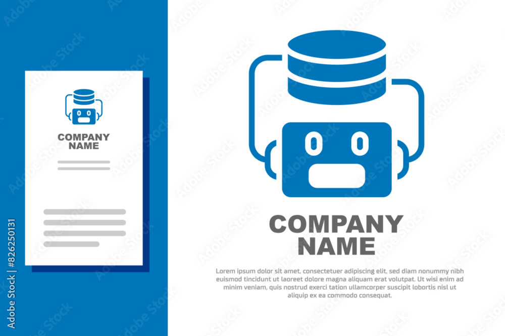 Poster blue artificial intelligence robot icon isolated on white background. machine learning, cloud comput