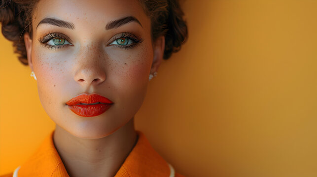 portrait of a woman with redlips stick