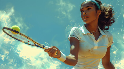 portrait of a black woman playing tennis