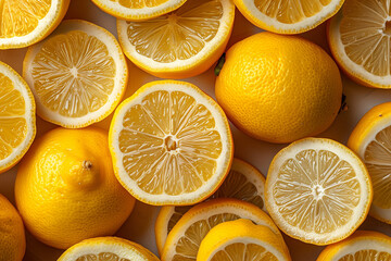 Lemons pattern, top view, 3d render