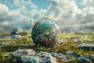 Global warming, conceptual illustration, ecology concept creative, The Earth day, save the planet, 3d render