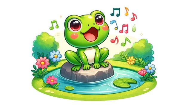 recommend clip art: 歌をうたうカエルのイラスト