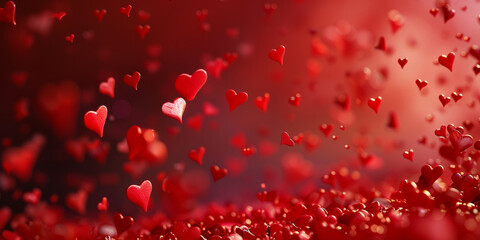 A red background with many red hearts scattered throughout - Powered by Adobe