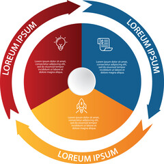 Collection of vector Arrow  circle chart infographic templates for presentations, advertising, layouts, annual reports. 3 options, steps, parts