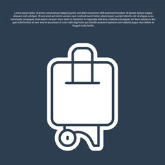 Blue line Suitcase for travel icon isolated on blue background. Traveling baggage sign. Travel luggage icon. Vector