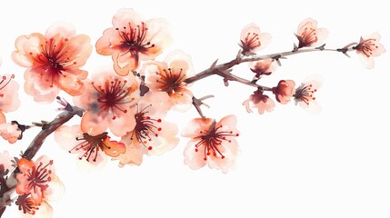 Delicate Cherry Blossoms Watercolor Illustration