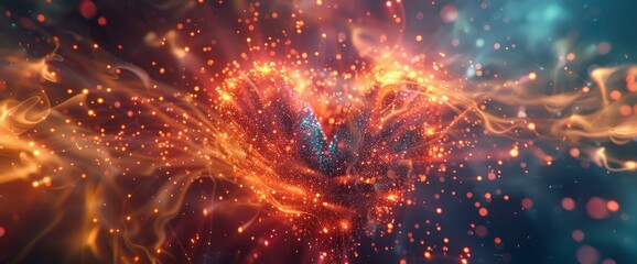 Love As An Explosion Of Glowing Particles, Abstract Background Images