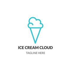 Ice cream cloud logo concept. Ice cream and cloud vector illustration