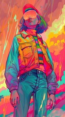 Fototapeta premium Craft a digital masterpiece showcasing a runway where holographic models flaunt dynamic