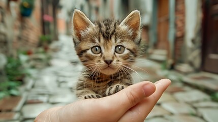 cat on the hand