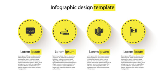 Set Hola, Cigar, Cactus and Mexico flag. Business infographic template. Vector © vector_v