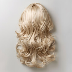 Naklejka premium Natural looking long hair cut blonde wig isolated on white background