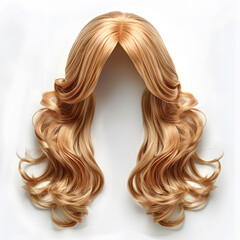Naklejka premium Natural looking long hair cut blonde wig isolated on white background