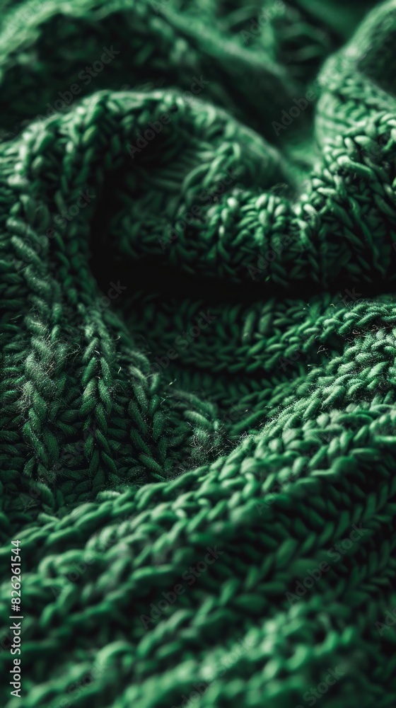 Canvas Prints green knitted sweater closeup.