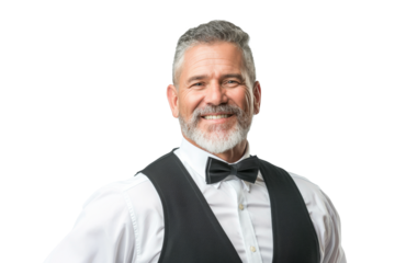 Smiling Mature Man in Bow Tie and Vest