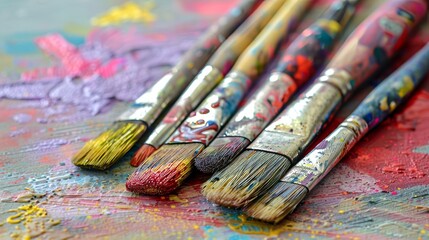 Fototapeta premium Expressive Painting Reflecting Vibrant Emotions on Canvas, Symbolizing a Mix of Pain and Hope Through Creative Therapy.