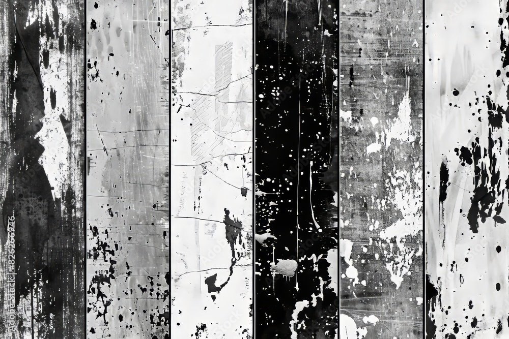 Poster an old wall with scratches and damage. collection of textures overlayed on a background. different p