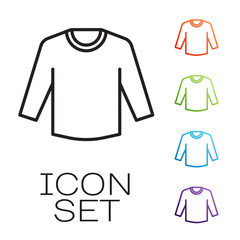 Black line Sweater icon isolated on white background. Pullover icon. Sweatshirt sign. Set icons colorful. Vector