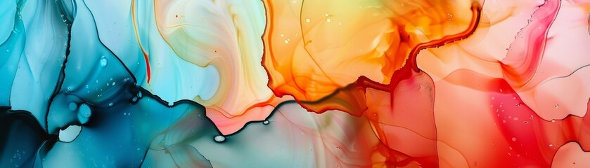 A background with abstract paint blots created with alcohol ink. A marble background