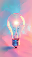Light bulb glowing on pink background
