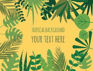 Green Tropical Plants Colorful Background. Nature and flowers concept vector