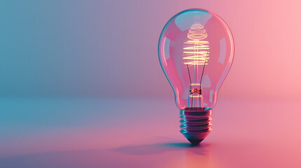 Light bulb glowing on pink background