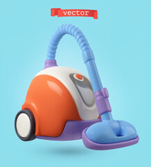 Vacuum cleaner, 3d render vector cartoon icon
