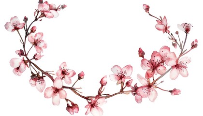 A beautiful watercolor painting of a cherry blossom branch