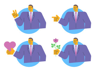 Businessman vector icons set part two