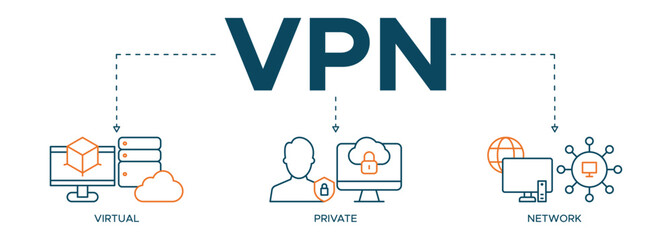 VPN Banner web icon virtual private network illustration concept with the icon of virtual private network
