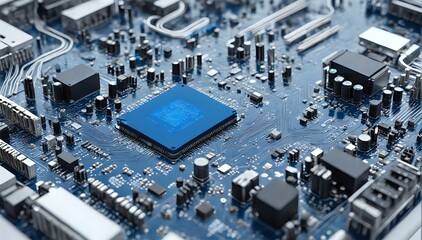 Fototapeta premium High-Resolution 3D Rendering of a Central Processing Unit (CPU) with AI and Neural Network Concepts