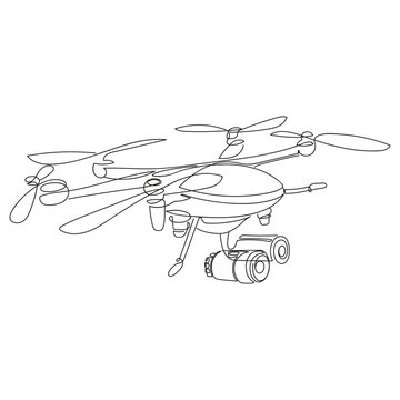 recommend clip art: Drone minimalist vector illustration. Flying drone airplane continuous one line drawing. Unmanned plane graphic single line. Modern air gadget for videography concept design.