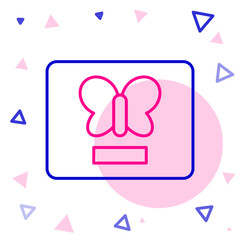 Line Butterfly in a frame icon isolated on white background. Herbarium. Colorful outline concept. Vector