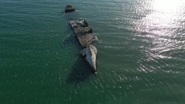 Aerial View of A Shipwreck - Near Beaches